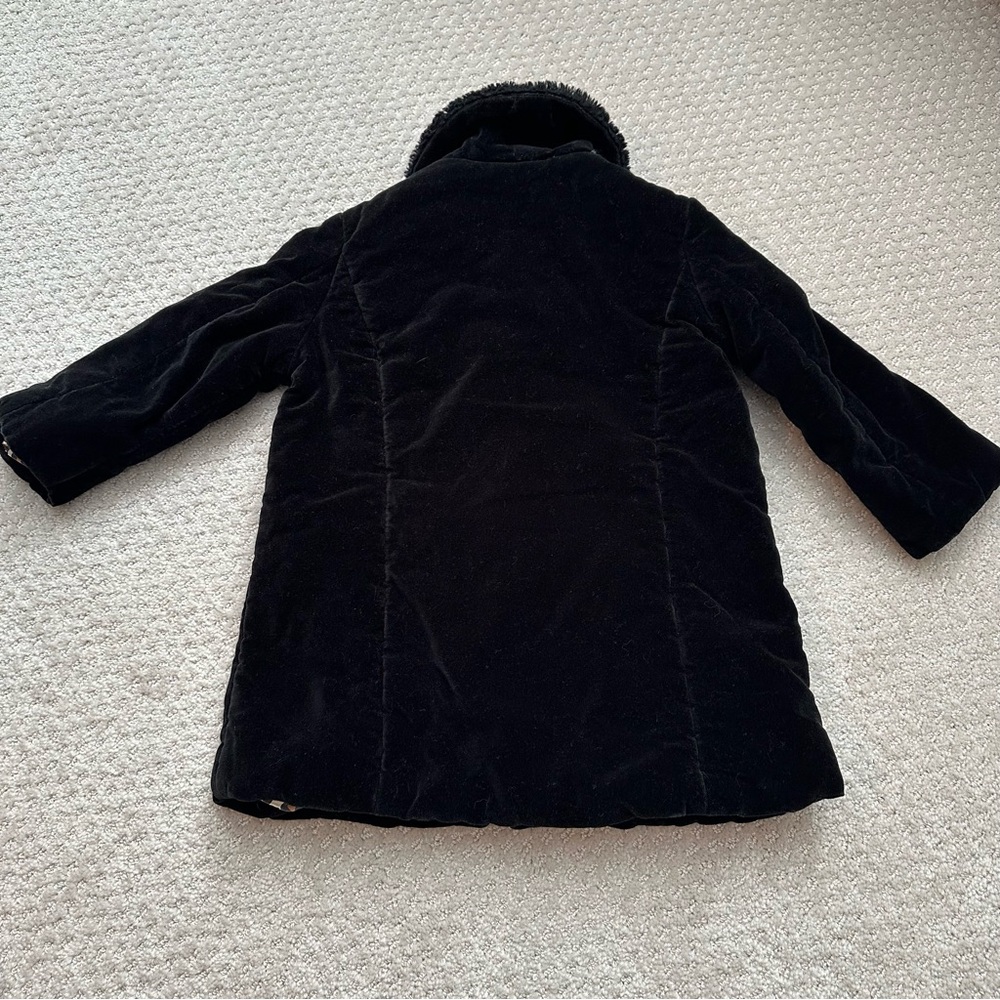 Cherokee Black Velvet Coat With Faux Fur Collar & Satin Leopard Print Lining - Picture 2 of 5